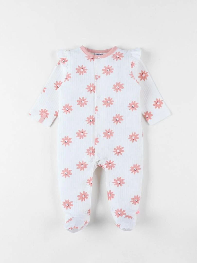 Pyjama 1 pièce tournesol en jersey écru/corail Noukie's Rose