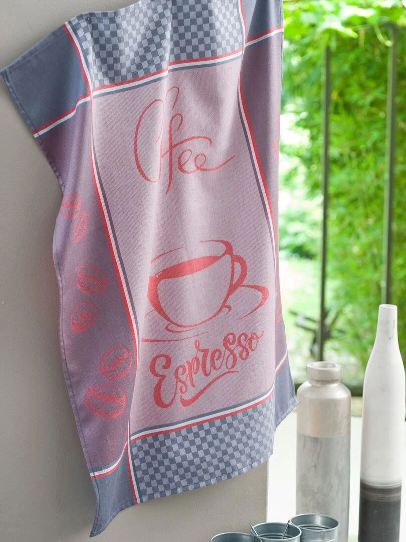 LOT 2 TORCHONS COFFEE GRIS/ROUGE Gris