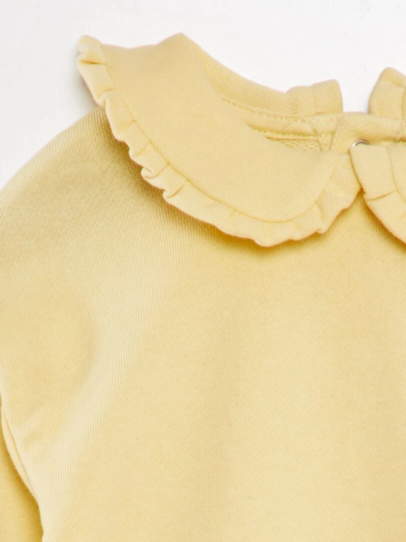 Sweat en coton à col claudine Jaune