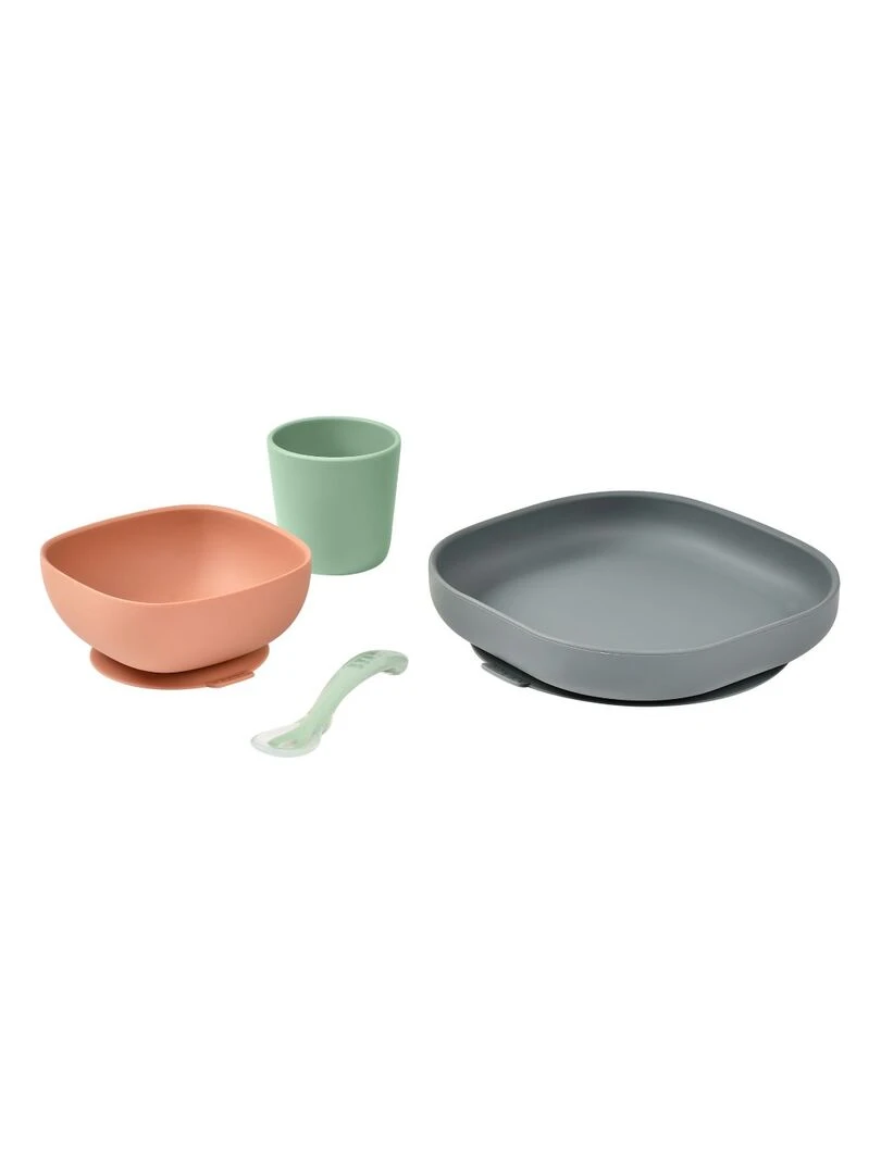 Coffret repas en silicone Minéral (4 pièces) Abricot