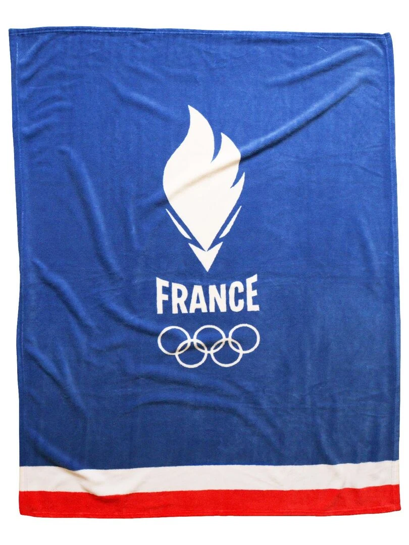 Plaid polaire tout doux imprimé PARIS 2024 EQUIPE DE FRANCE OLYMPIQUE FRANCE Bleu