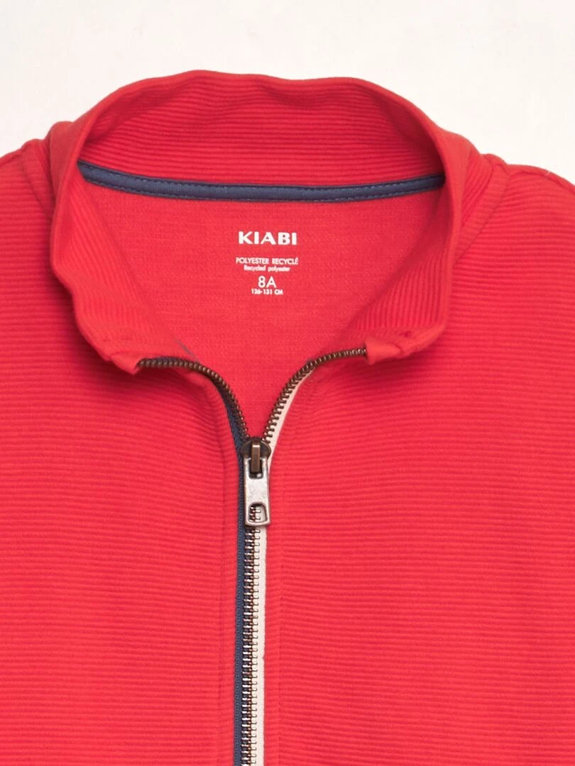 Gilet zippée en maille ottoman   Rouge