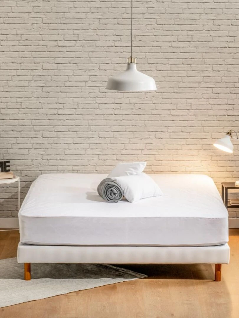 Bleu Câlin Protège matelas Molleton Anti acariens Blanc Blanc