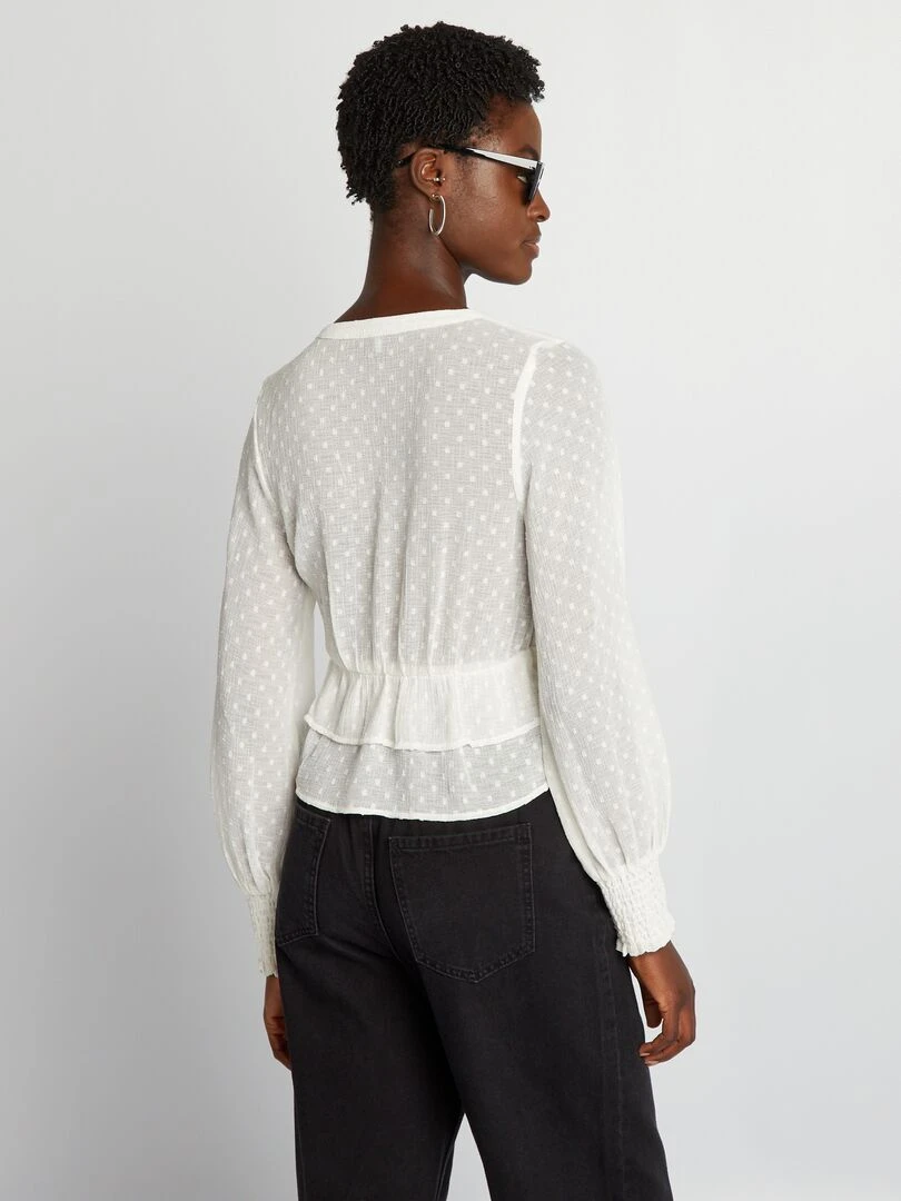 Blouse en voile 'plumetis'   Blanc