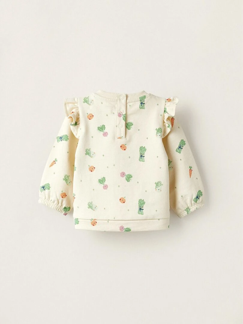 Pull à manches longues pour bébé fille 'Légumes' NATURE TAKEOVER Beige clair