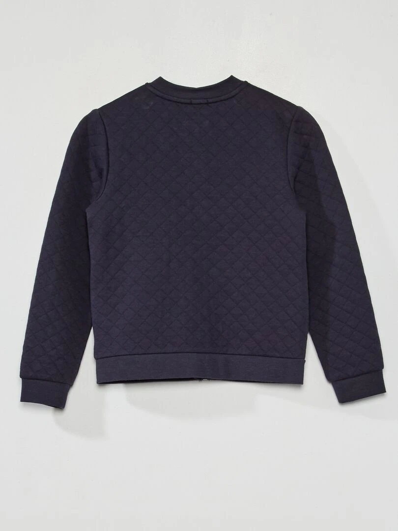 Sweat zippé en molleton   bleu marine