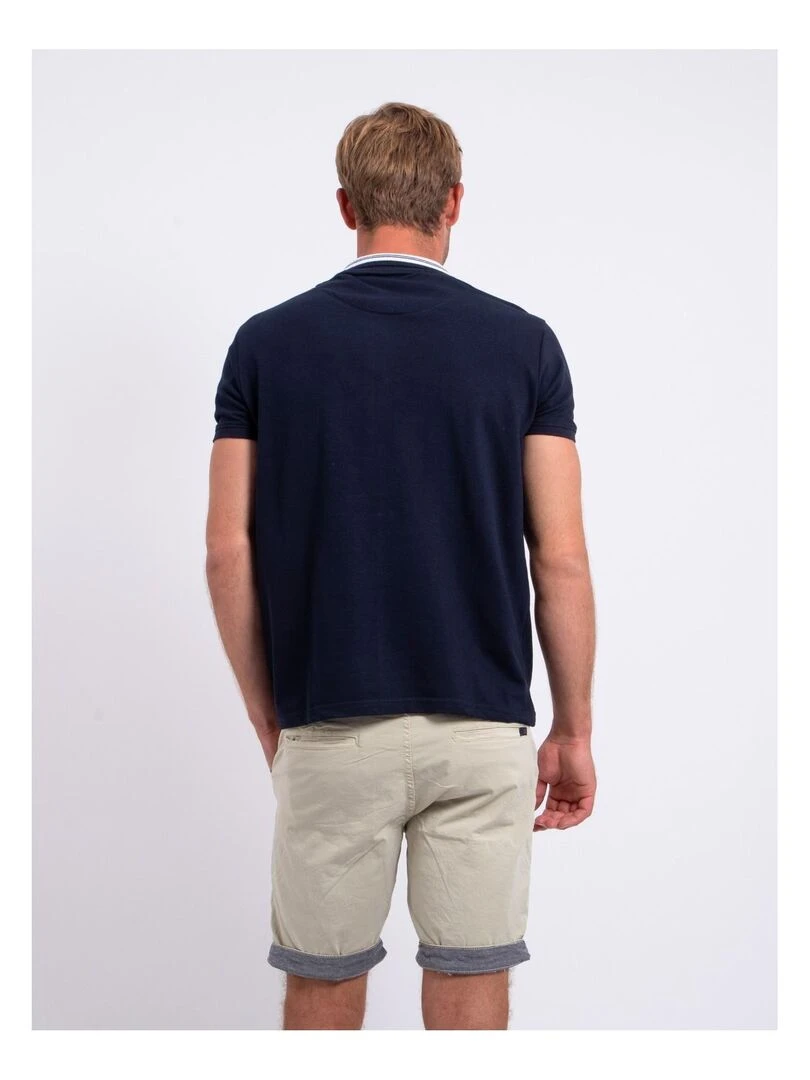 Polo manches courtes pur coton POSTALO Bleu marine