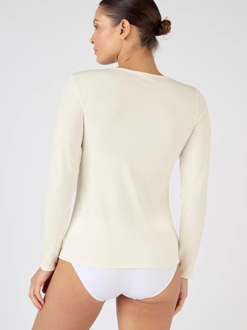T shirt manches longues thermorégulant Evolutyl   Damart   Blanc Ecru Blanc