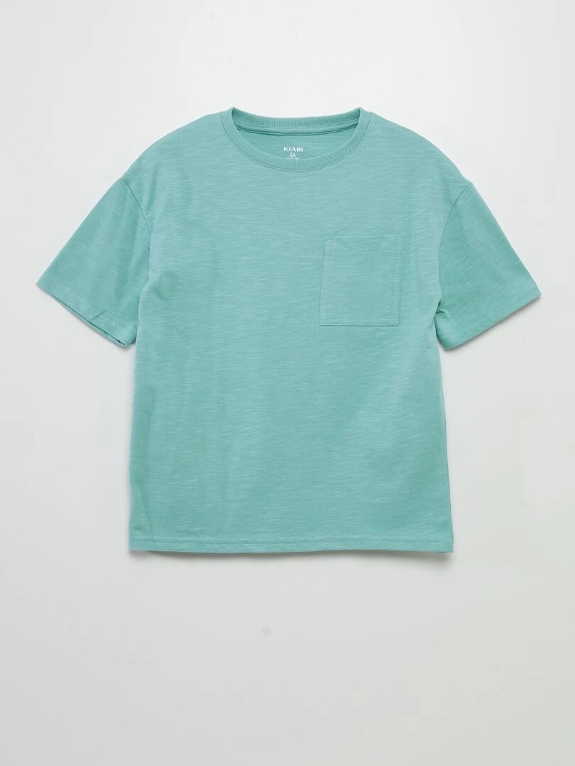 Tee shirt uni en maille moulinée Bleu ciel