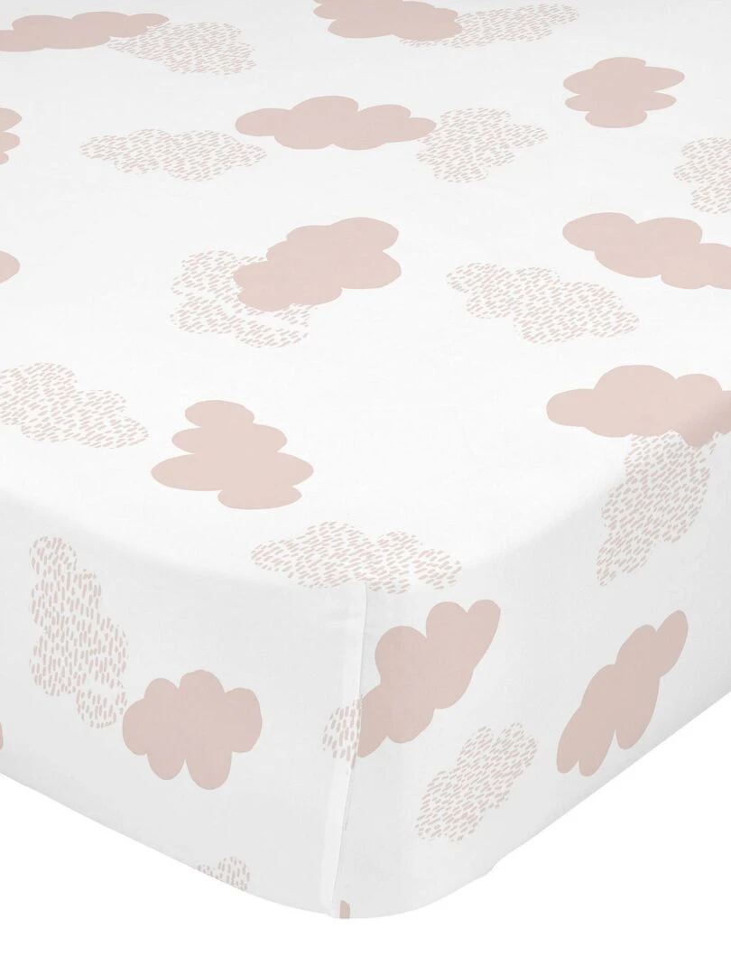 Drap housse Clouds "Happyfriday" Rose