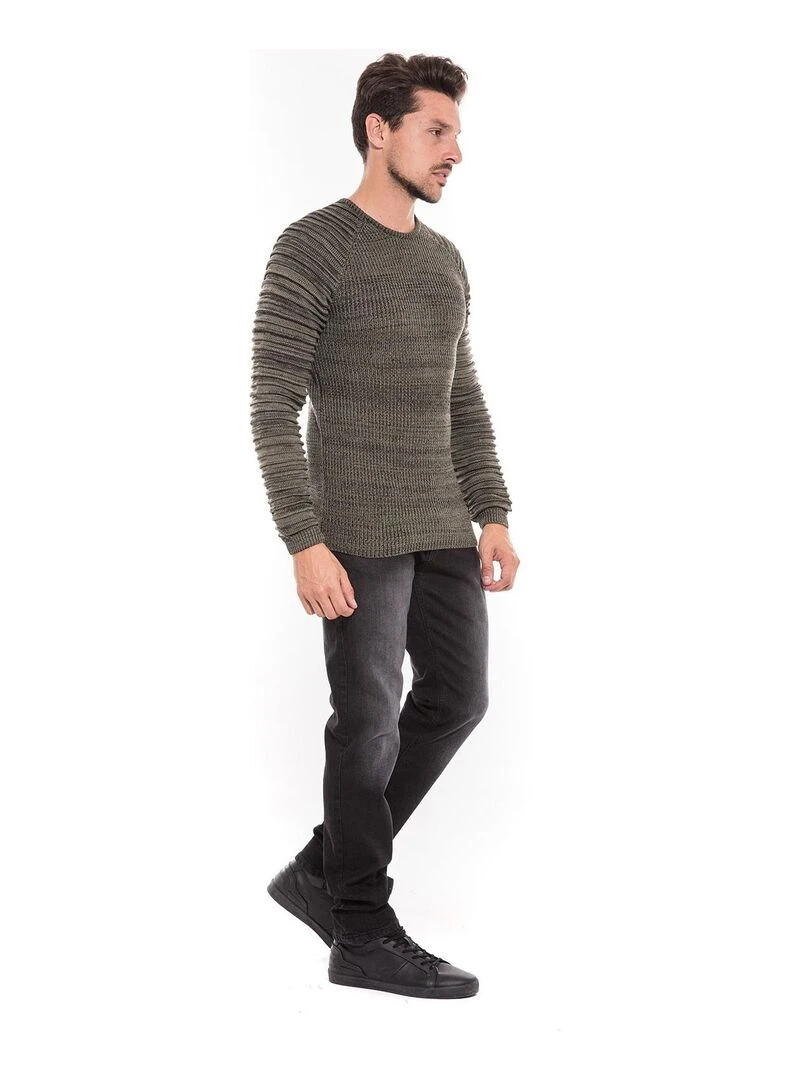 Pull col rond LOURSON   Kaki