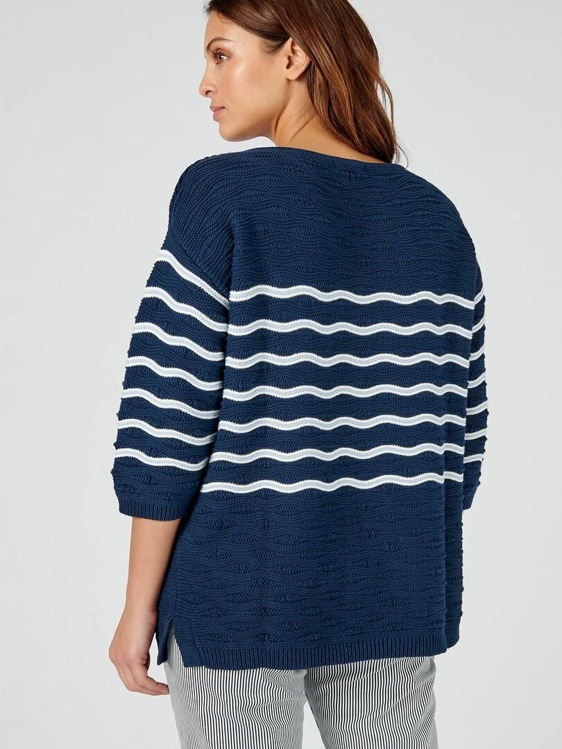 Pull à rayures   Damart   Blanc