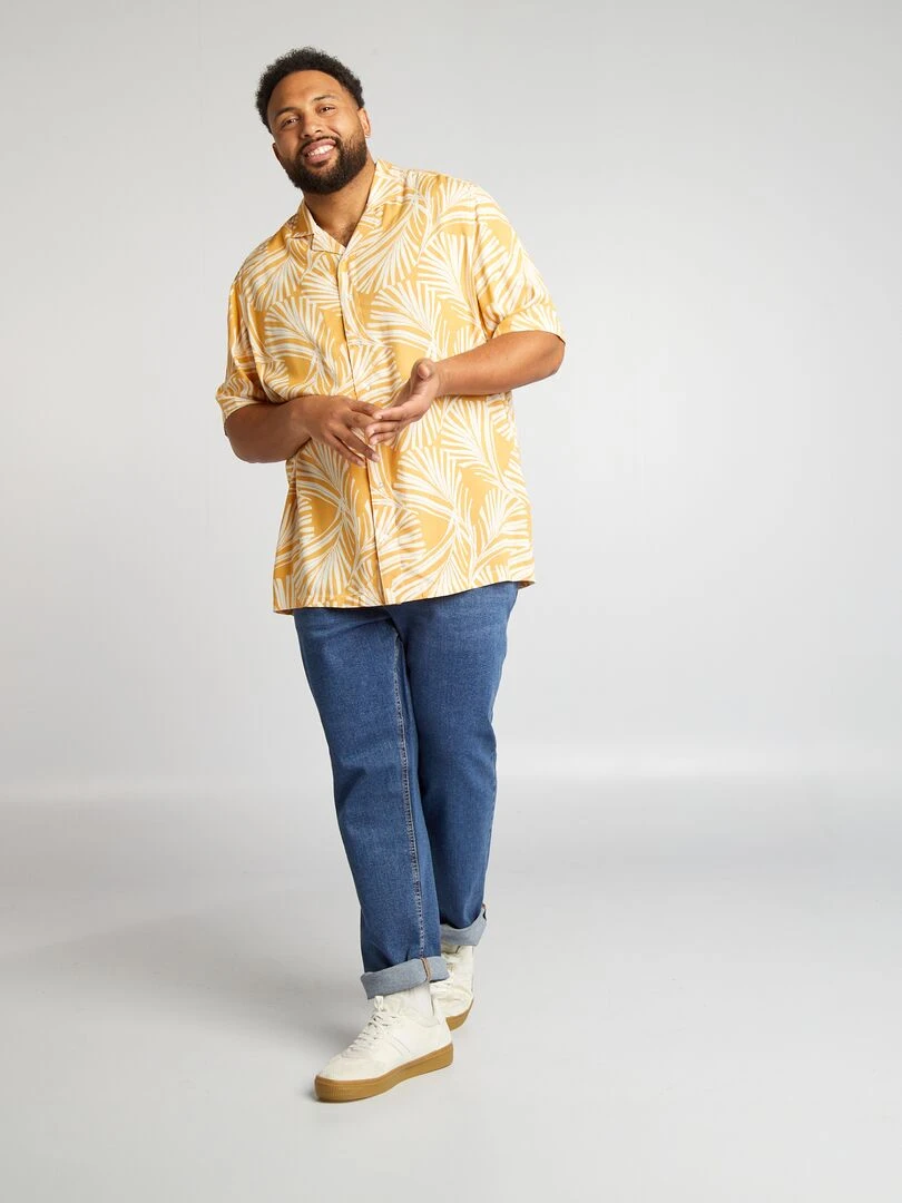 Chemise fluide à col pyjama Jaune