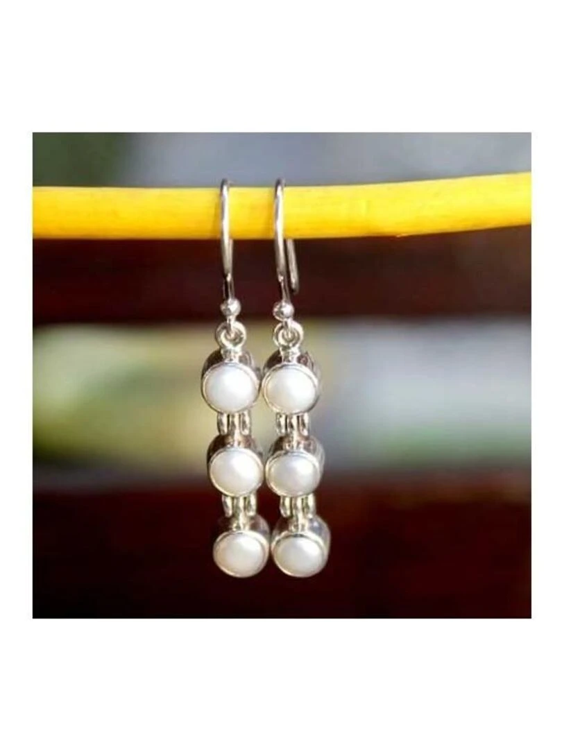 Boucles d'oreilles avec perles Bijoucolor Blanc
