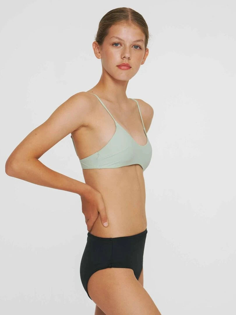 Culotte de Bain Menstruel taille haute pour ados   Flux moyen   Noir Noir