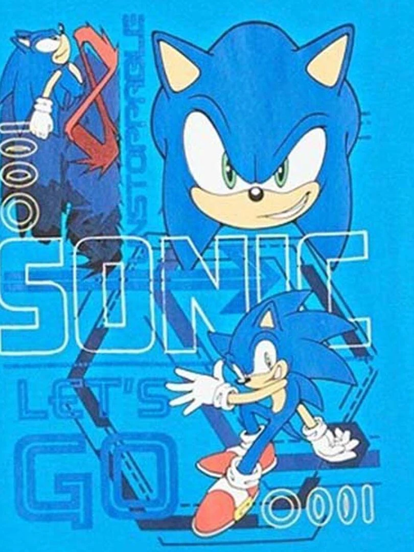 Sonic   T shirt garçon imprimé Sonic en coton   Bleu
