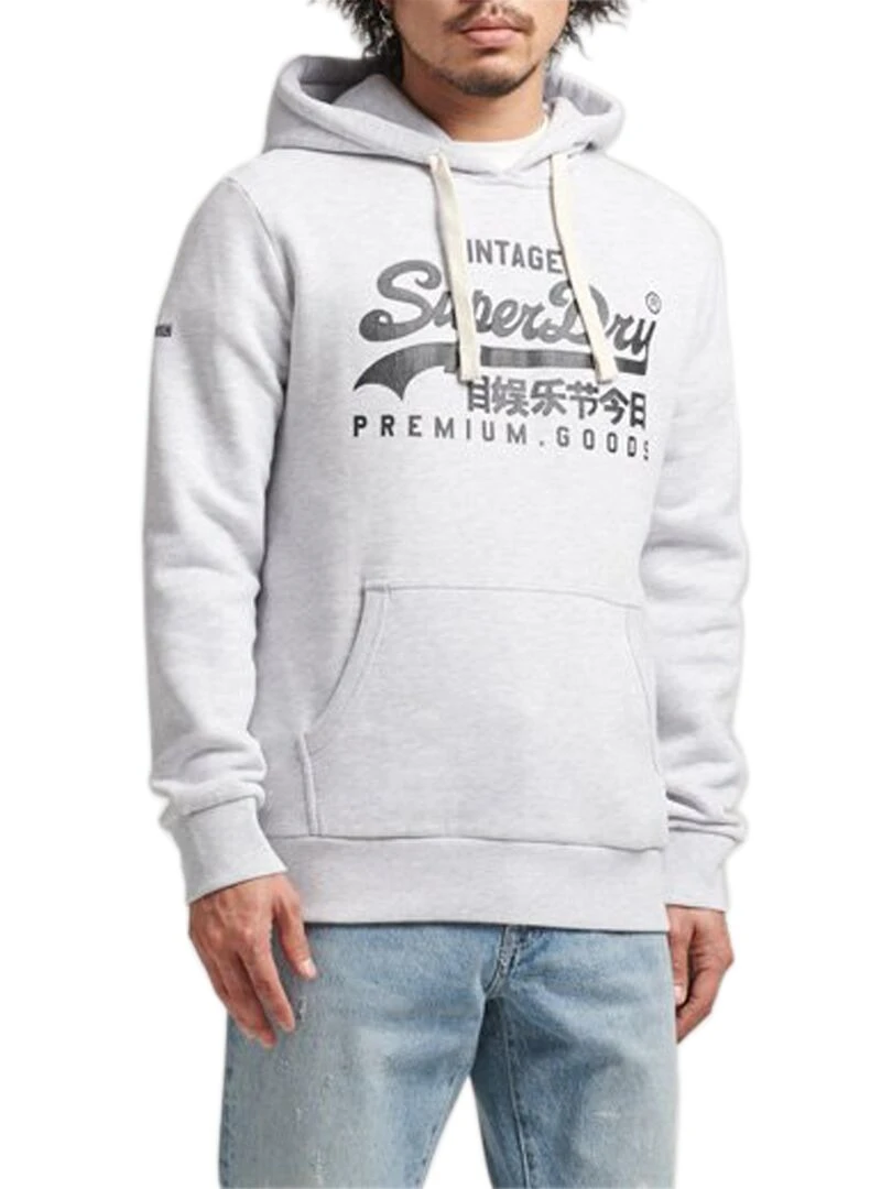Sweat à Capuche Superdry Vintage Logo Heritage Gris