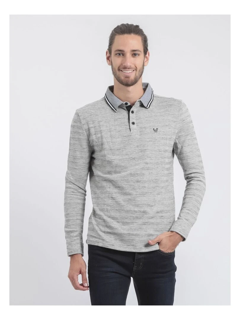 Polo manches longues pur coton PLAMOTO Ecru