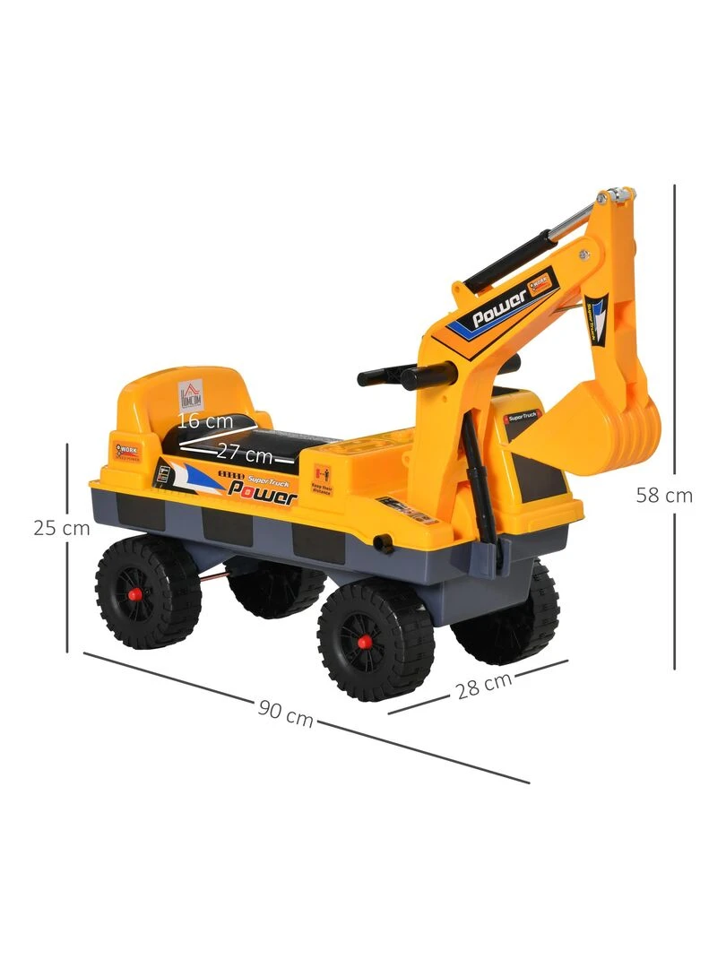 Porteur enfant tractopelle pelleteuse articulée pince incluse jaune   Jaune