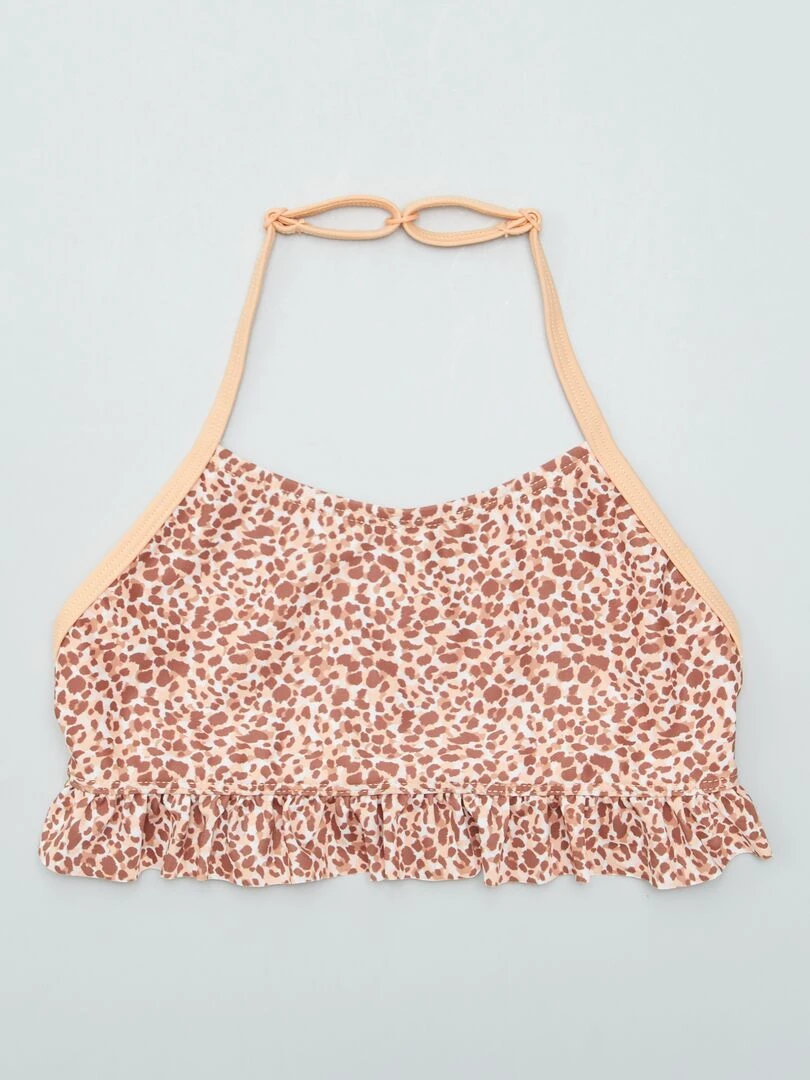 Maillot de bain imprimé   2 pièces   Marron