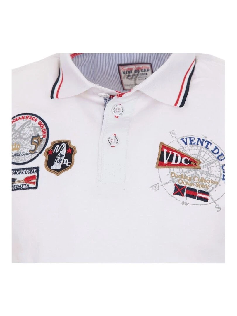 Polo manches longues homme CAPLANO   VENT DU CAP   Blanc