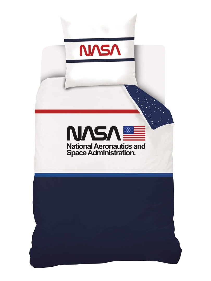 Housse De Couette NASA Starlight et Taie D'oreiller 100% Coton Bleu