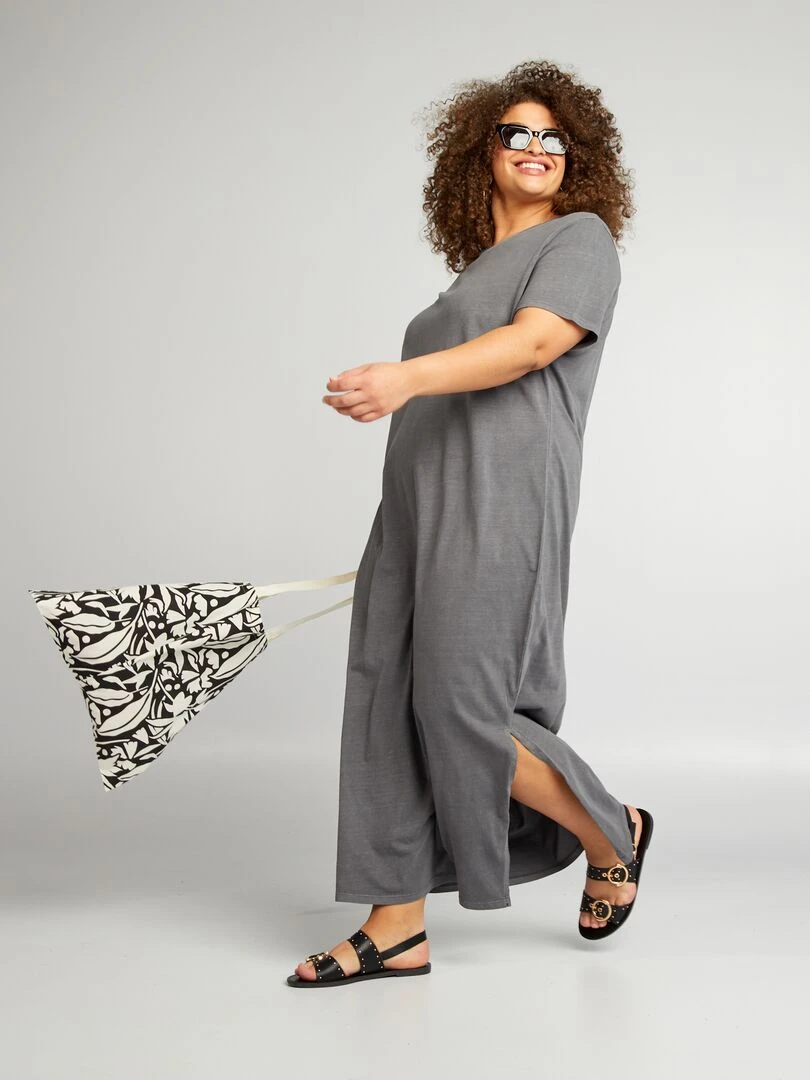 Robe t shirt effet délavé Gris
