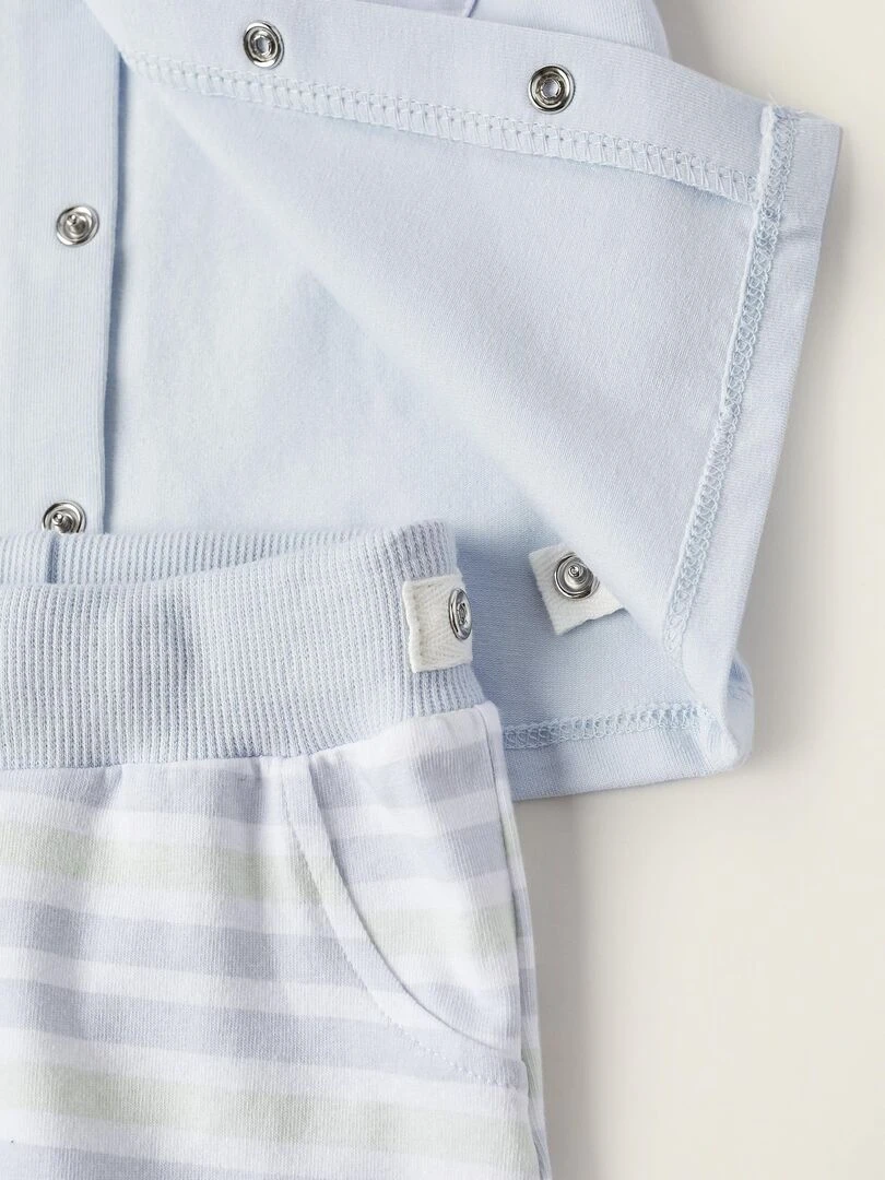 T Shirt + Short en Coton pour Nouveau Né  EARLY BLOOM   Bleu clair