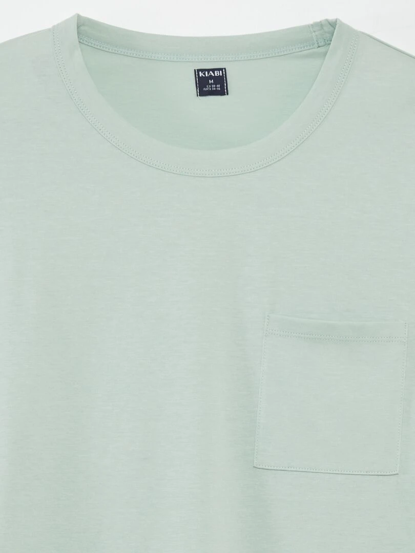 Pyjama court short + tee shirt 2 pièces Vert