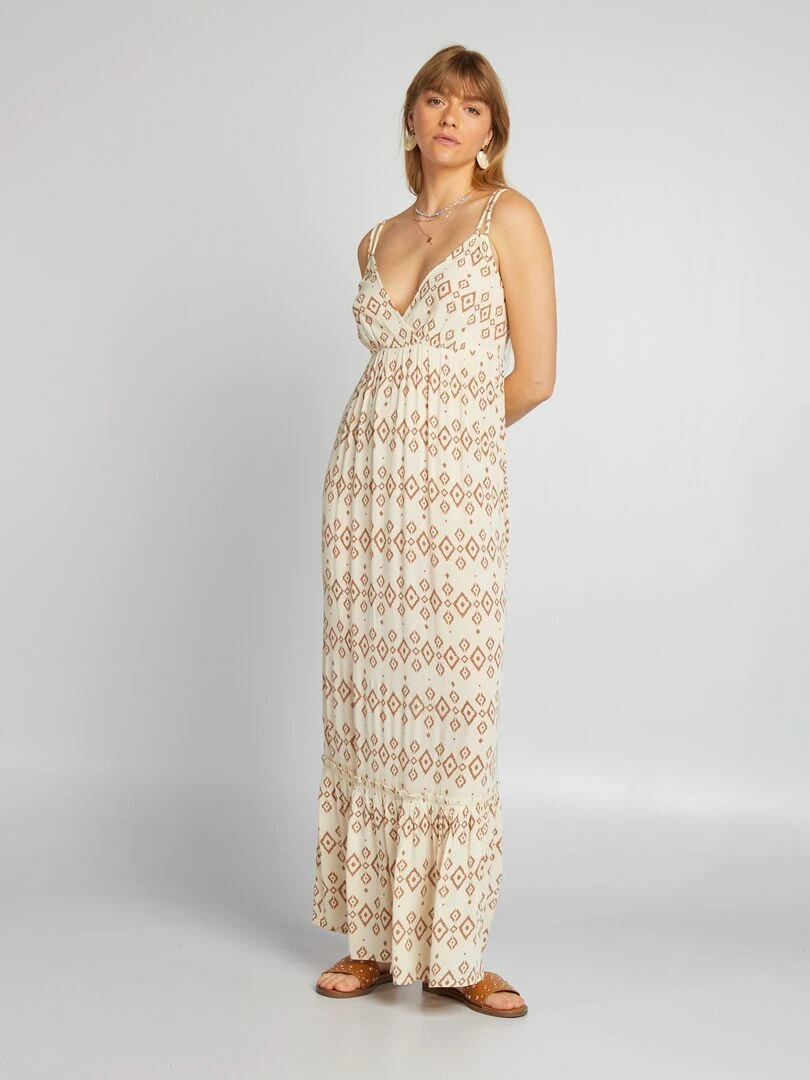 Robe longue imprimée   Marron