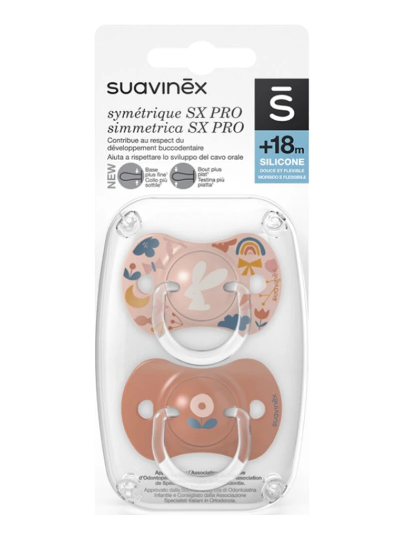 Lot de 2 sucettes symétriques SX PRO rose (18 mois et +)   Orange