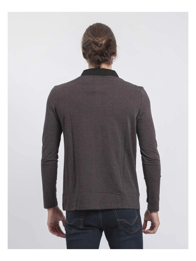 Polo manches longues pur coton PRALONG Noir
