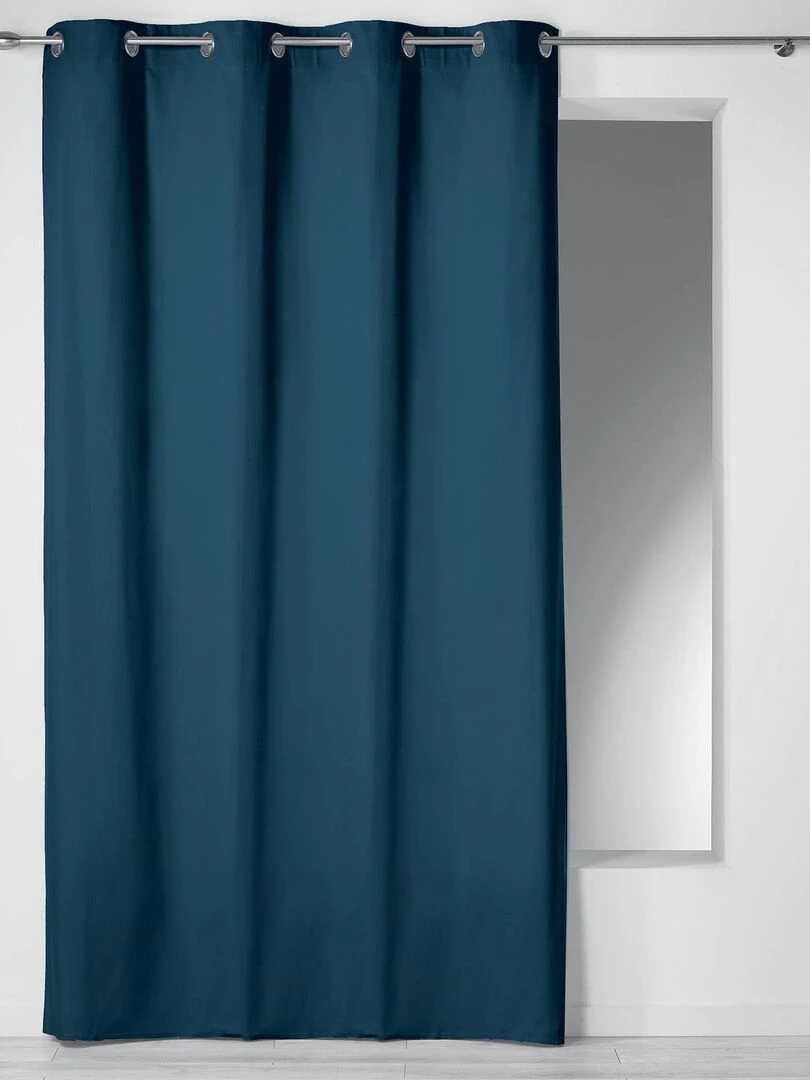 Rideau à œillets 100 % coton Panama Bleu marine