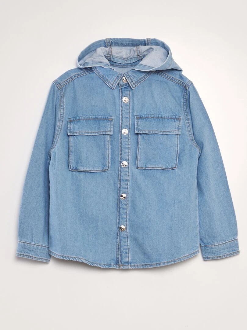 Chemise denim à capuche Bleu