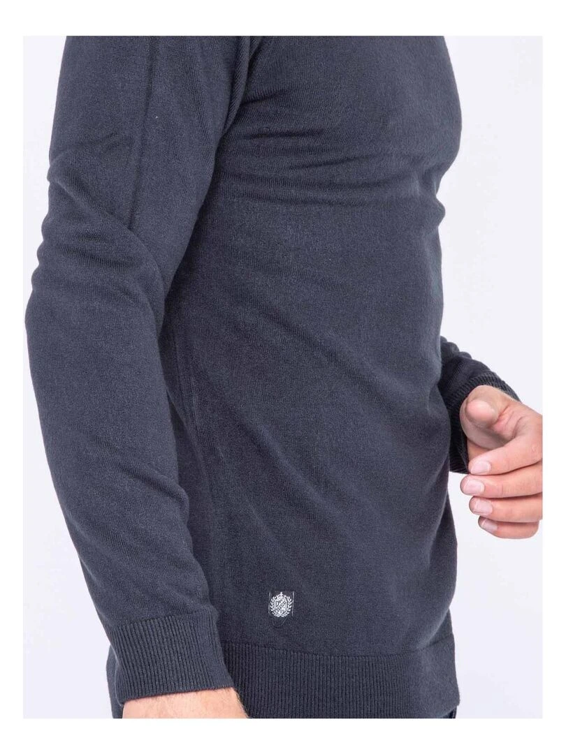 Pull col roulé aspect cachemire LOVOU   Bleu marine