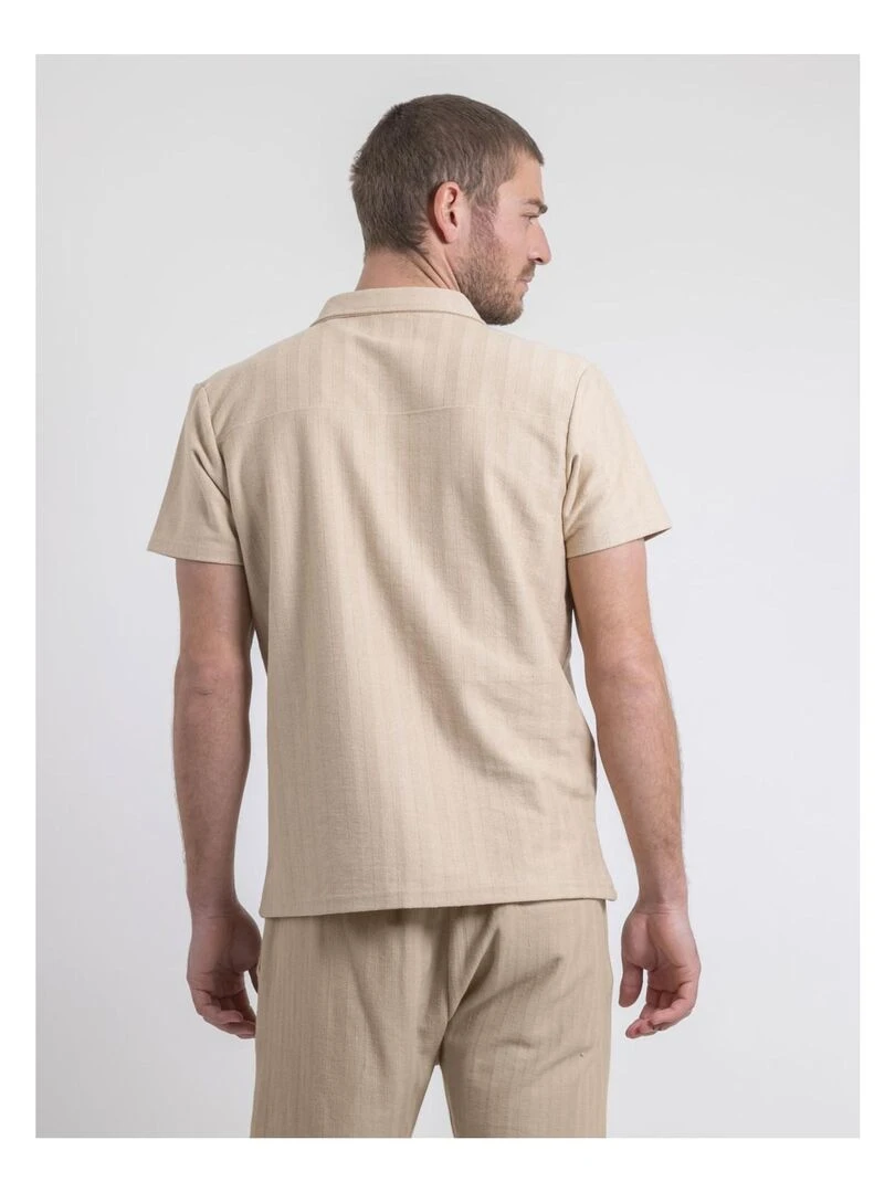 Chemise manches courtes maille coton DOJOPARIS Beige