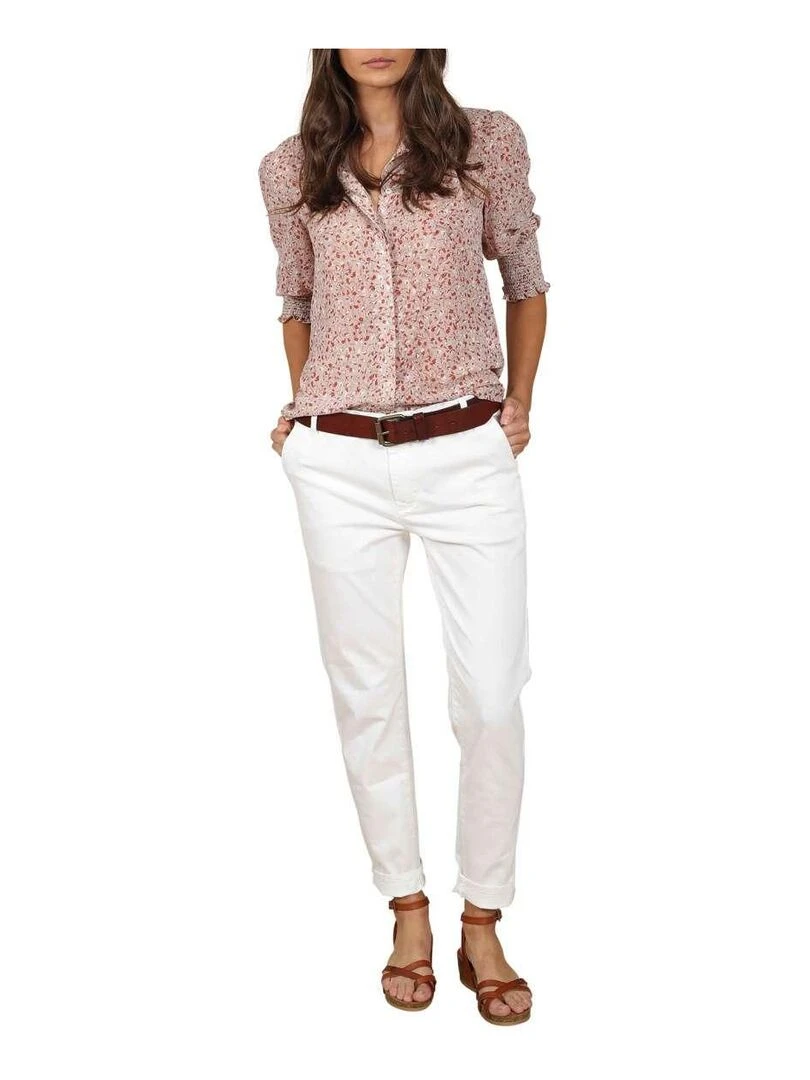 CHATTAWAK Pantalon coton mélangé slim Blanc