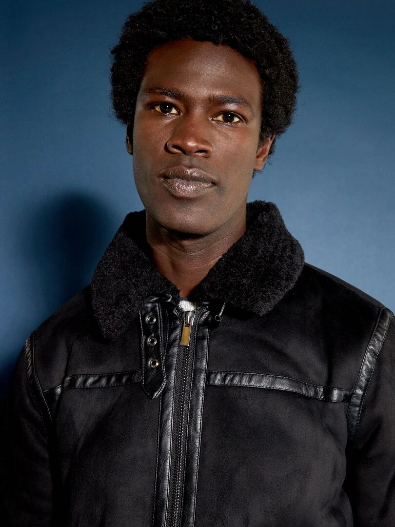 Blouson aviateur en suedine   Noir