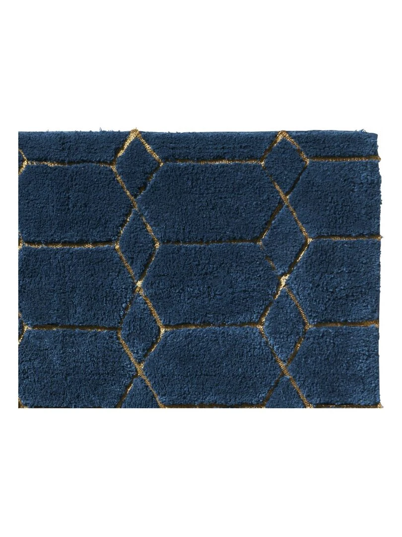 Guy Levasseur   Tapis de bain en coton fantaisie bleu   Bleu