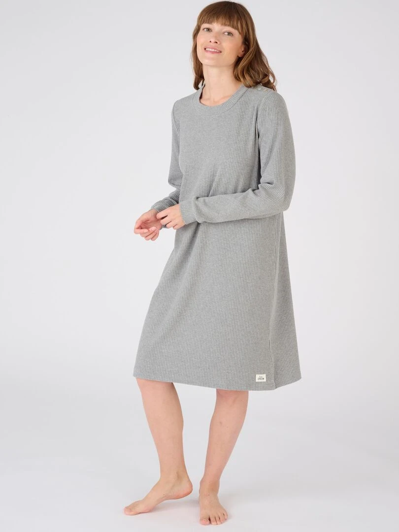Chemise de nuit maille côtelée Thermolactyl Damart Gris chiné
