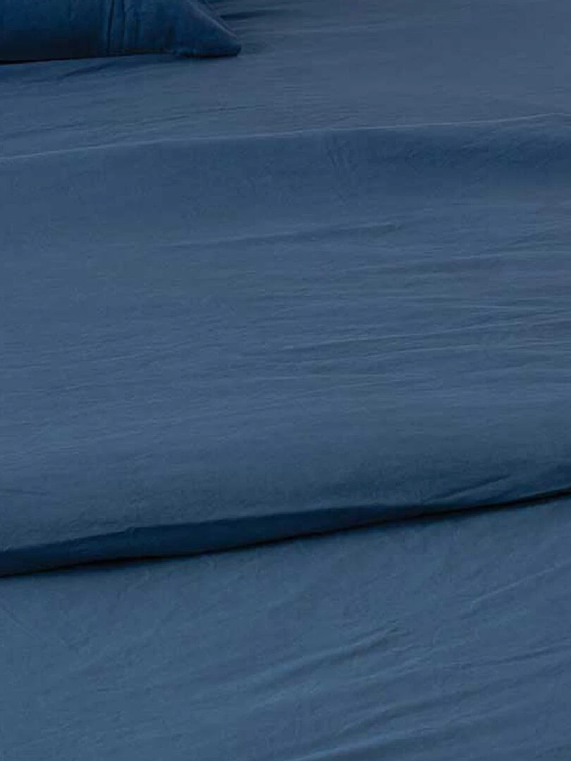 Taie d'oreiller en coton lavé   Bleu pétrole
