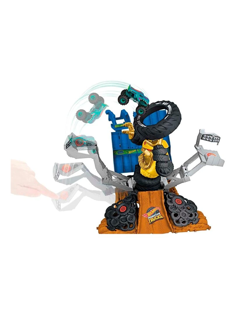 Hot Wheels Set de jeu Monster Trucks Arena Smashers Mega Wrex Vs. Crushzilla Takedown   N/A
