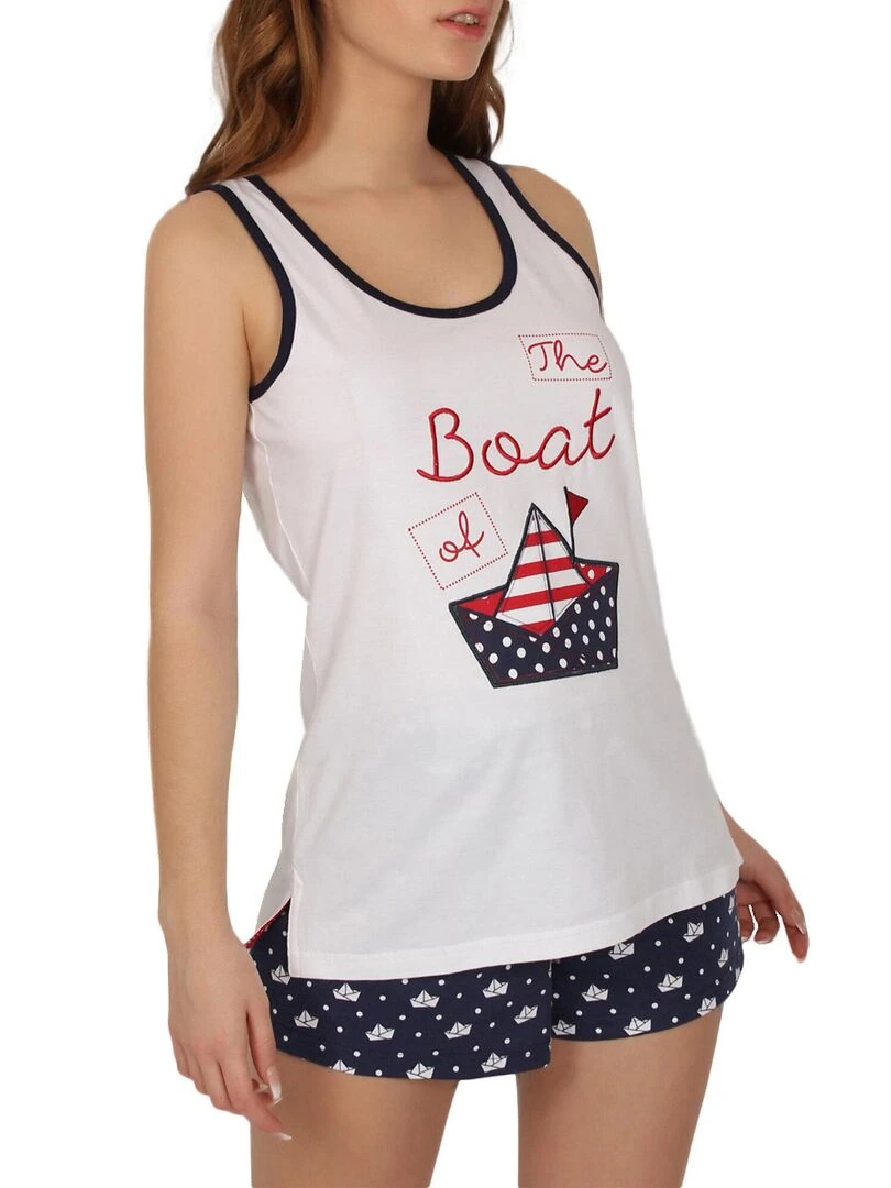 Pyjama short débardeur Paper Boat blanc   Blanc