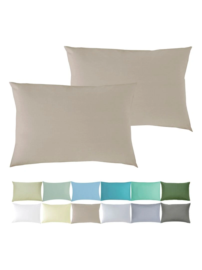 Lot x2 Taies d'oreiller 100% coton Bio 'Ptit Basile' Gris taupe