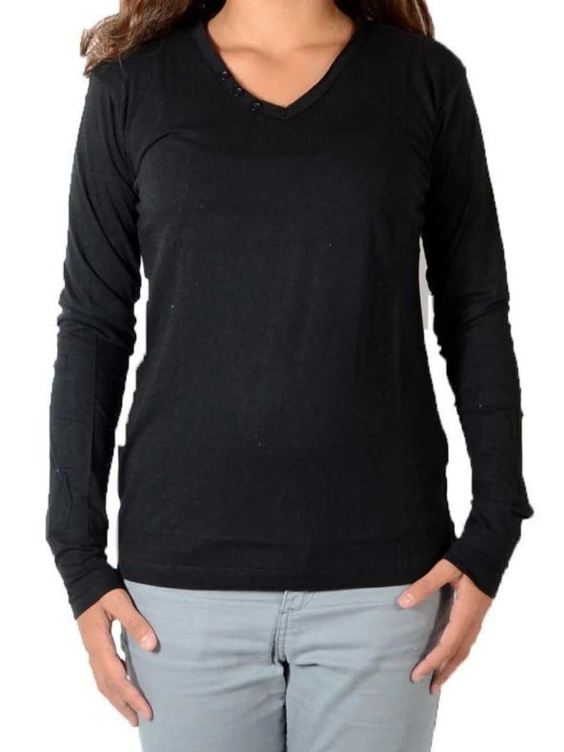 Tee Shirt Little Eleven Paris Basic V LS Mixte Garçon  Fille  Noir   Noir