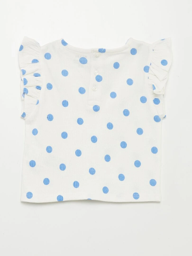 Tee shirt imprimé manches volantées   BLANC