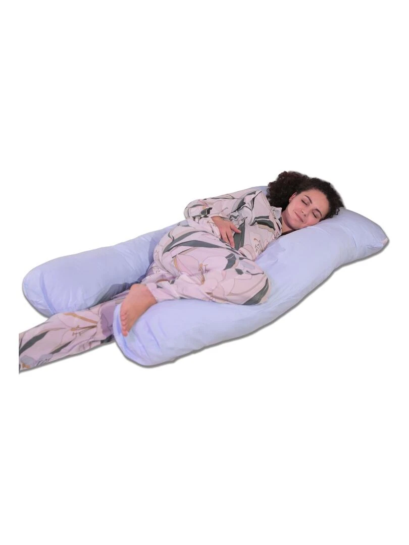 Coussin de Grossesse et d'Allaitement Coton 150x80cm Déhoussable Bananair Bleu