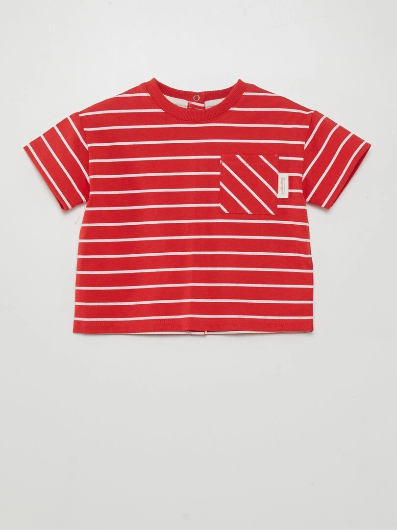 T shirt à rayures Rouge