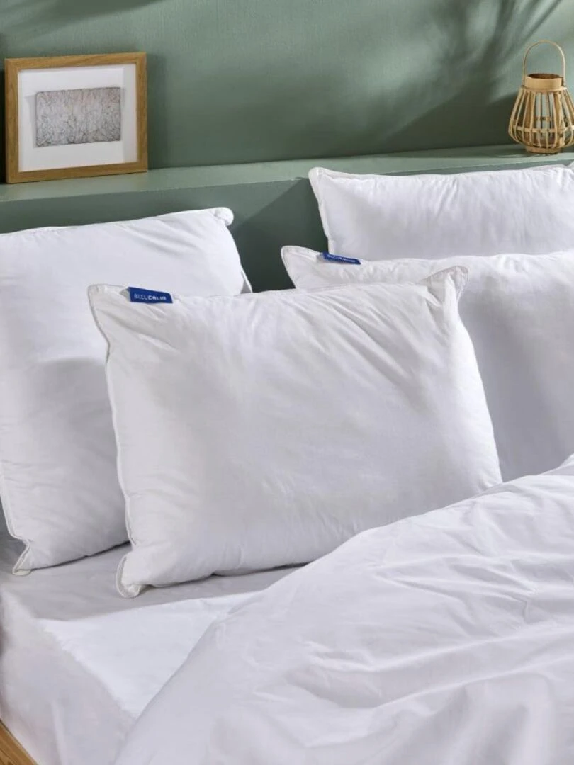 Bleu Câlin Lots de 2 oreillers moelleux volume Blanc