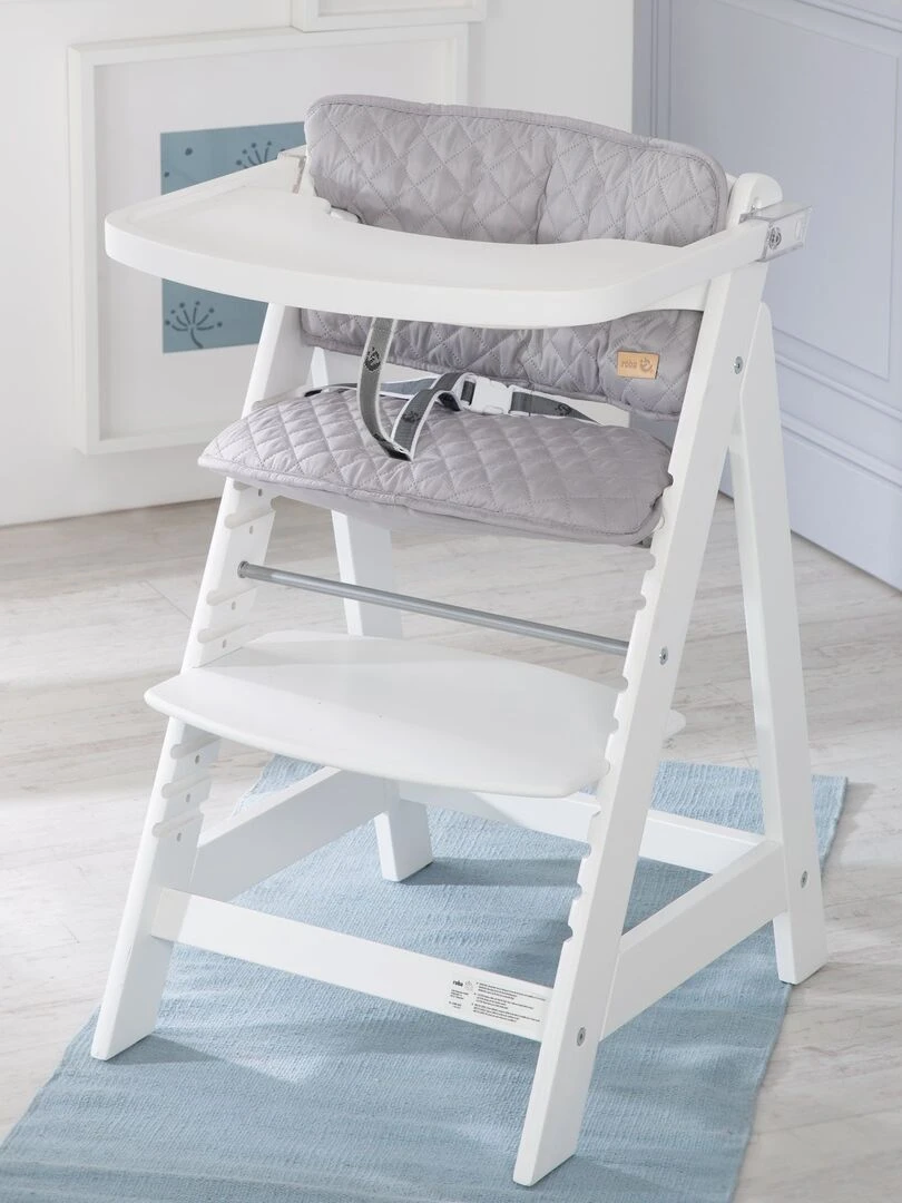 ROBA Chaise Haute Évolutive "Sit Up Fun" + Coussin "roba Style"   Blanc/Gris   Blanc